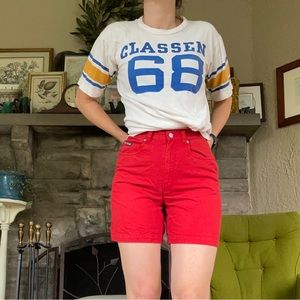 90s 2000s tomato red shorts high rise wedgie fit